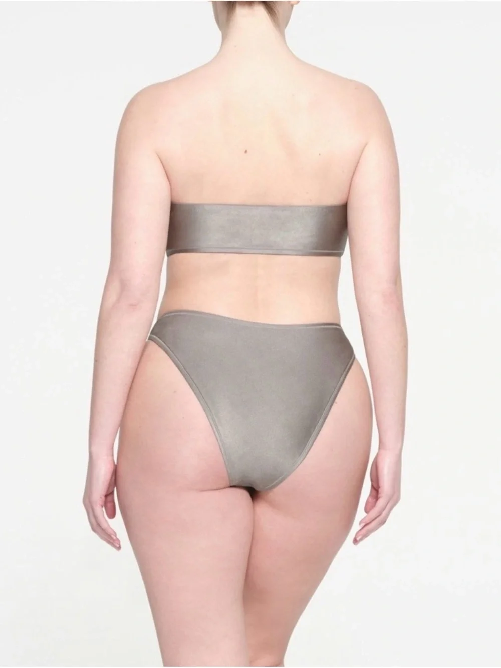 SKIMS Metallic Silver Strapless Bandeau Bikini Top 3XL